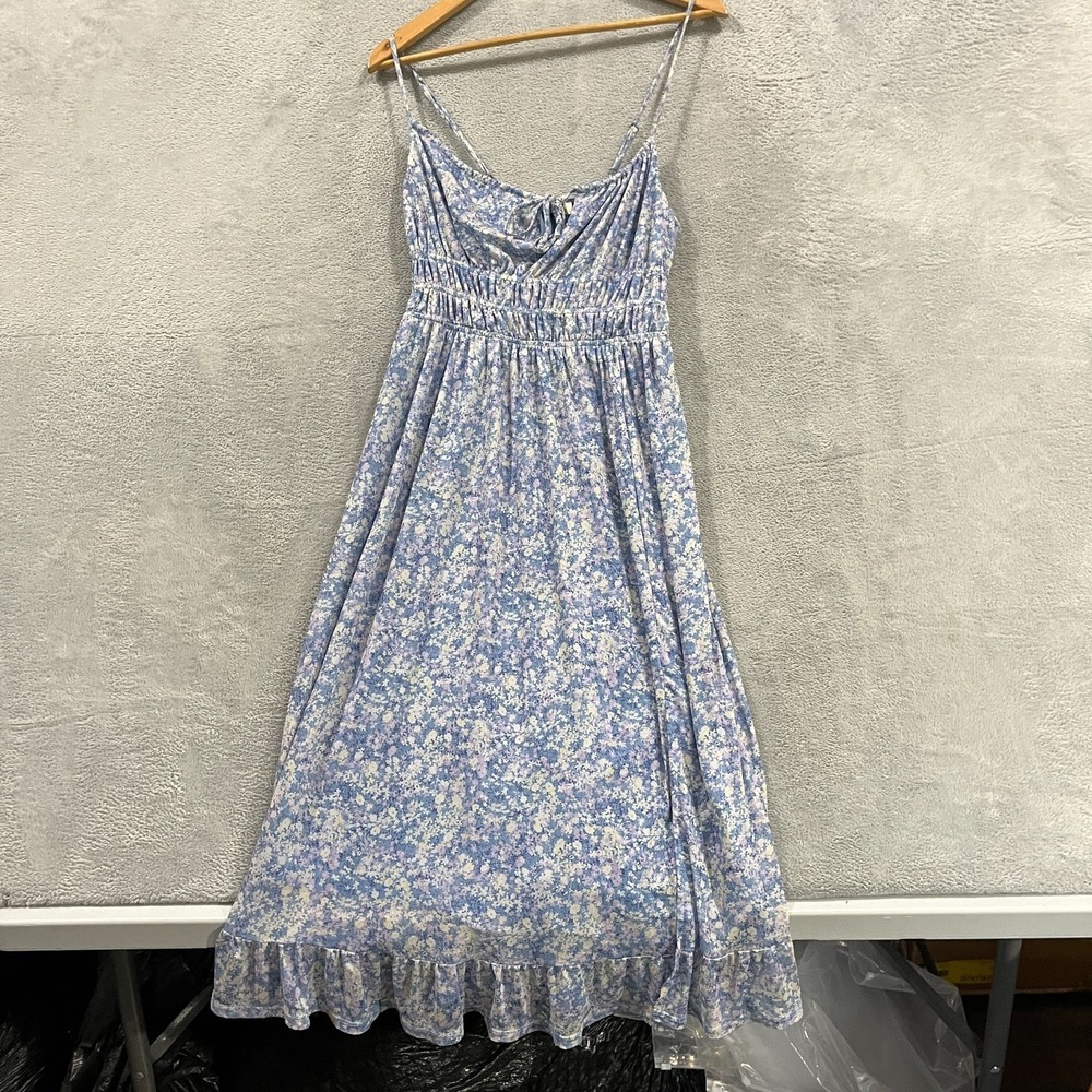 Live To Be Spoiled Floral Midi Dress Junior M Spaghetti Strap Ruffle Cottagecore